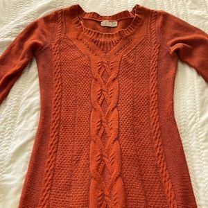 Orange PINK ROSE Knitted Sweater Dress W/ A Cute Knitted Design